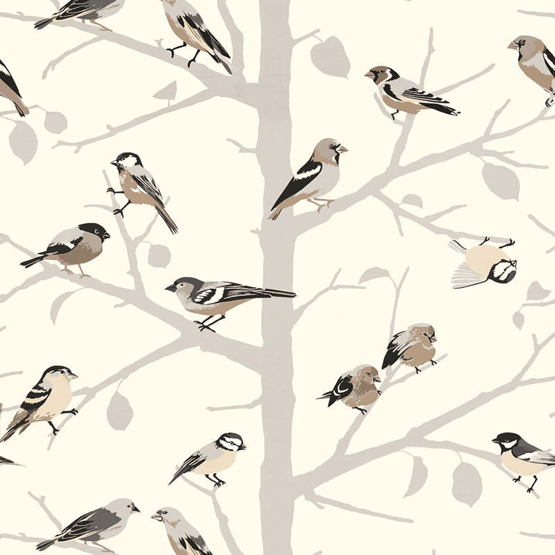 A-TWITTER Winter by Schumacher Whimsical Bird Wallpaper – Schumacher 5005030SAM