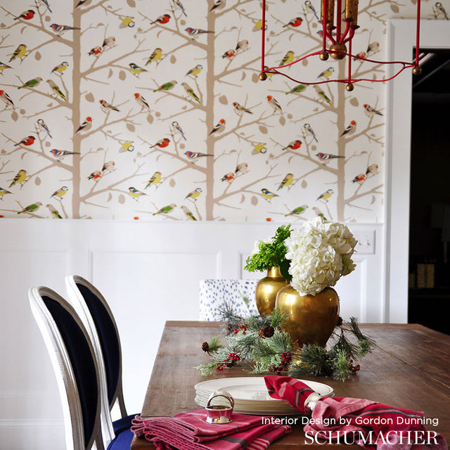 A-TWITTER Summer by Schumacher Colorful Songbird Scenic Wallpaper – Schumacher 5005031