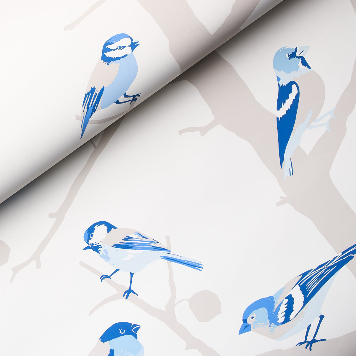 A-TWITTER Blues by Schumacher Whimsical Blue Bird Wallpaper – Schumacher 5005034