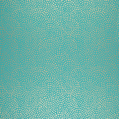 Mosaic turquoise geometric wallpaper by Schumacher, Modern Nature Collection, SKU 5005043
