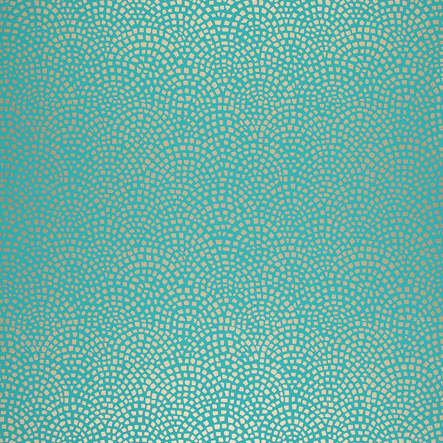 Mosaic turquoise geometric wallpaper by Schumacher, Modern Nature Collection, SKU 5005043