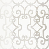 Manor Gate silver geometric wallpaper by Schumacher from the Modern Nature collection