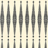 Fern Tree Noir wallpaper by Kelly Wearstler for Schumacher, featuring stylized black fronds in a graphic diamond pattern on a light background.