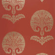 Ottoman Flower wallpaper in paprika red and gold, featuring a bold, stylized floral damask pattern by Schumacher.