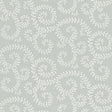 Leafy Scroll Dove wallpaper by Schumacher in a bathroom setting, featuring a scrolling vine pattern in soft grey and white.