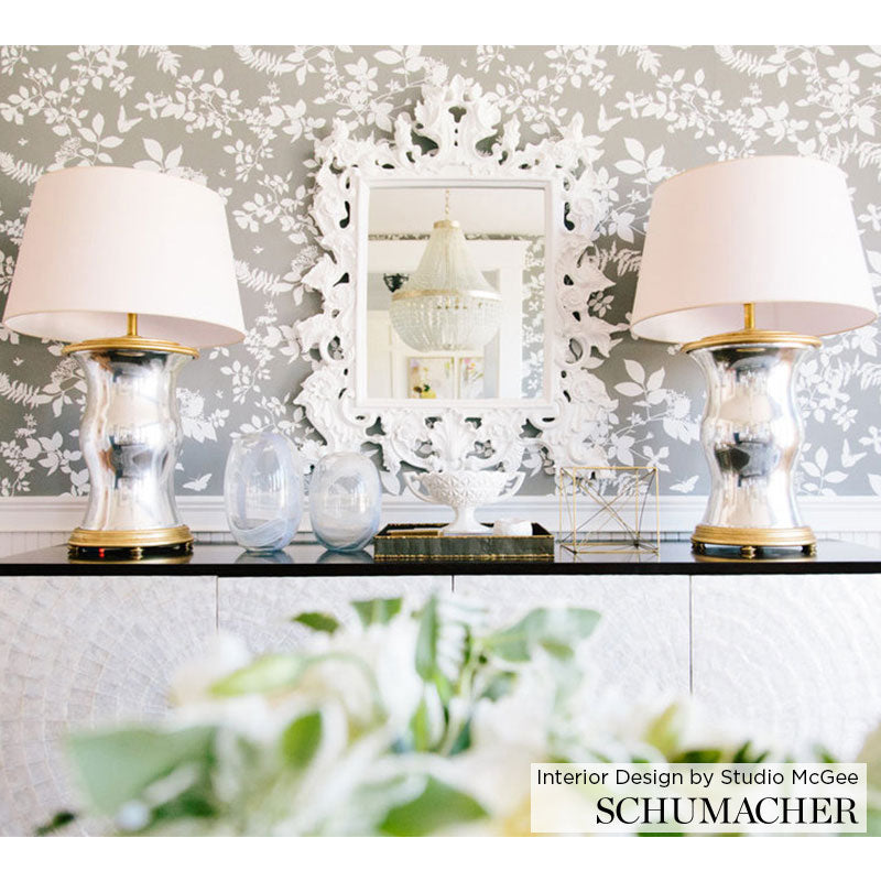 Shadow Vine Charcoal by Schumacher Modern Nature Botanical Wallpaper – Schumacher 5005103