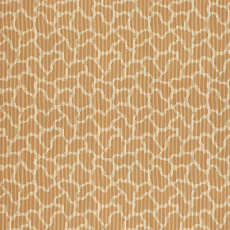 GIRAFFE Sienna Modern Nature Collection wallpaper by Schumacher with abstract animal-inspired pattern in warm brown and cream.