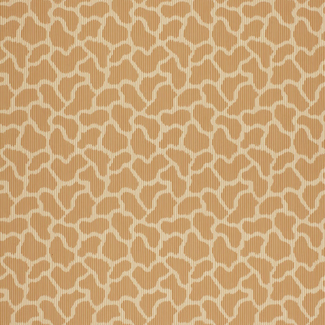 GIRAFFE Sienna Modern Nature Collection wallpaper by Schumacher with abstract animal-inspired pattern in warm brown and cream.