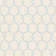 Tracery Sky by Schumacher - Modern geometric trellis wallpaper in light blue on cream background