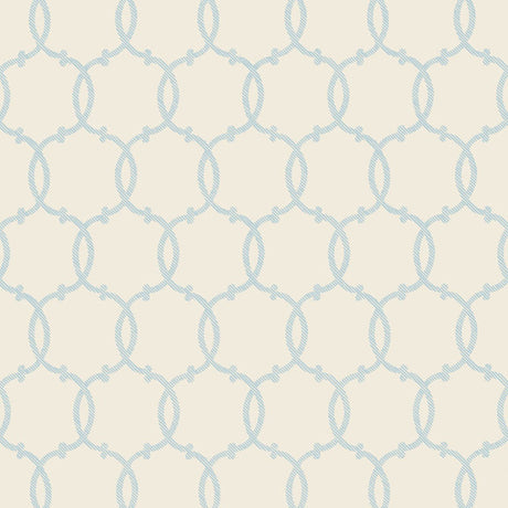 Tracery Sky by Schumacher - Modern geometric trellis wallpaper in light blue on cream background