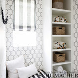 Tracery Charcoal by Schumacher Modern Geometric Trellis Wallpaper – Schumacher 5005121