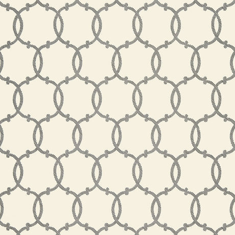 Tracery Charcoal by Schumacher - Modern geometric trellis wallpaper in charcoal and white, shown in styled interior spaces.
