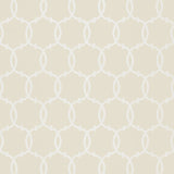 Tracery Bisque by Schumacher - Modern geometric rope trellis wallpaper in a neutral beige colorway.