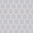 Tracery wallpaper in Wisteria by Schumacher, featuring a rope lattice geometric pattern in soft lavender and white.