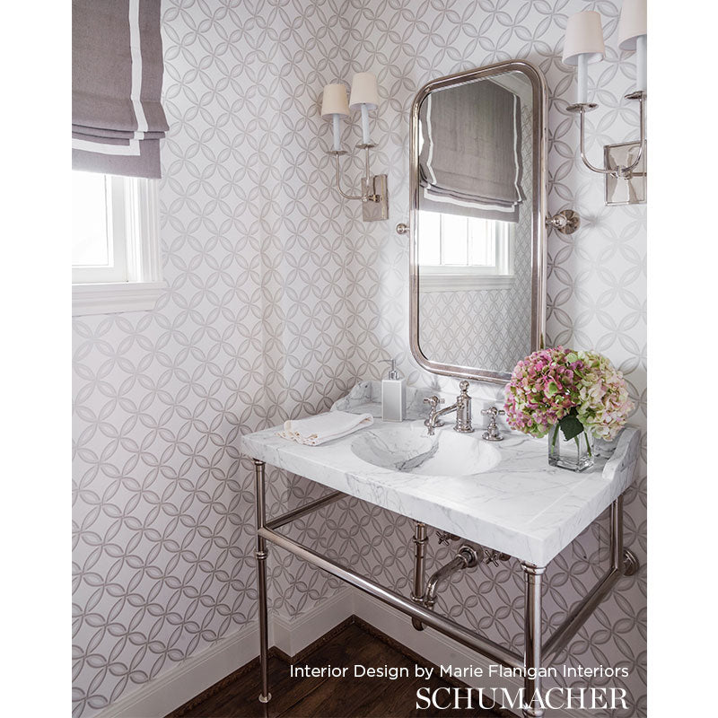 Spherica Silver Geometric Wallpaper by Schumacher – Modern Nature Collection 5005131