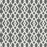 Summer Palace Fret wallpaper in Smoke by Schumacher, featuring a modern geometric fretwork pattern in grey and white.