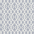 Summer Palace Fret wallpaper in Wisteria by Schumacher, featuring a modern geometric fretwork pattern in soft lavender and white.