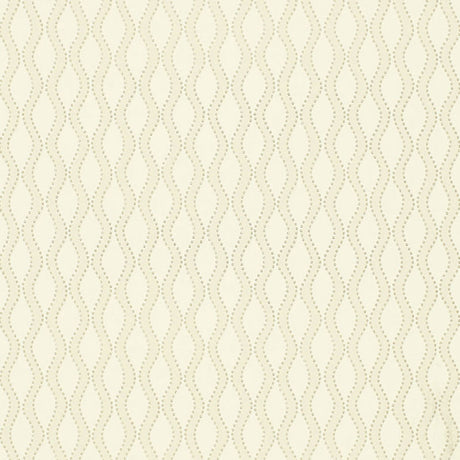 Ribbon Wave wallpaper in Bone by Schumacher features an undulating wave design with dotted accents on a textured ground.
