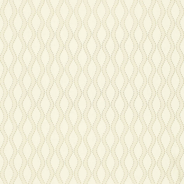 Ribbon Wave wallpaper in Bone by Schumacher features an undulating wave design with dotted accents on a textured ground.