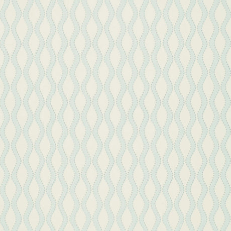 Ribbon Wave wallpaper in Mineral by Schumacher, featuring an undulating wave pattern with dotted accents on a textured ground.