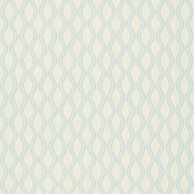 Ribbon Wave wallpaper in Mineral by Schumacher, featuring an undulating wave pattern with dotted accents on a textured ground.