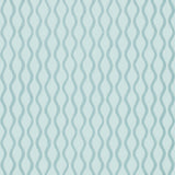 Ribbon Wave Aqua wallpaper with undulating wave design and dotted ribbon-like stripes by Schumacher