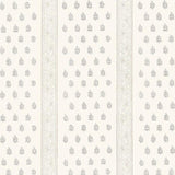 Katsura Stripe wallpaper in Oyster by Schumacher, featuring delicate floral and stripe patterns in a classic hand-block style.