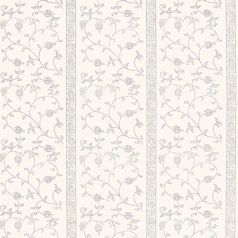 KHANPUR VINE wallpaper in Oyster from the Jaipur Collection by Schumacher. Elegant block print vine pattern on plain paper.