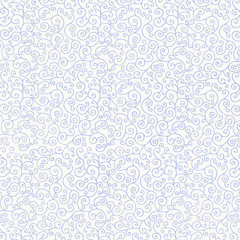 Sangar Scroll Delft hand screen printed wallpaper with arabesque scroll pattern by Schumacher