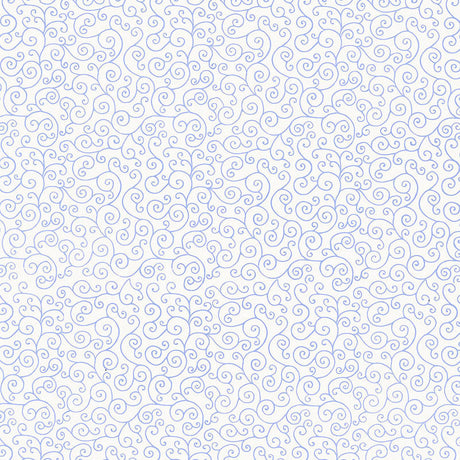 Sangar Scroll Delft hand screen printed wallpaper with arabesque scroll pattern by Schumacher