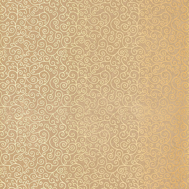 Sangar Scroll wallpaper in Gilt by Schumacher, featuring a hand block-printed arabesque scroll pattern in gold tones.