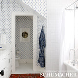 Bakara Leaf Delft Blue by Schumacher Hand Screen Printed Wallpaper – Schumacher 5005231