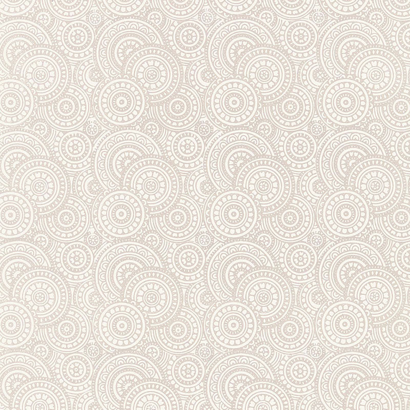 SADARI Oyster by Schumacher - Hand Screened Filigreed Circles Wallcovering in Neutral Tones