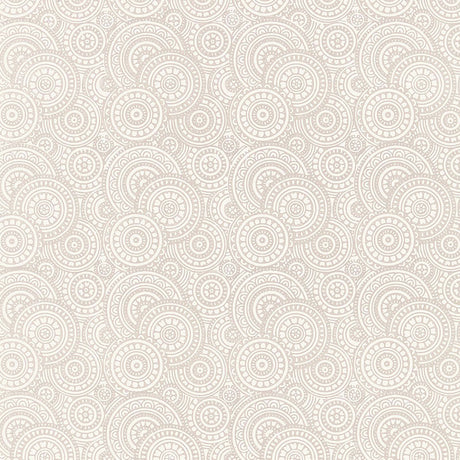 SADARI Oyster by Schumacher - Hand Screened Filigreed Circles Wallcovering in Neutral Tones