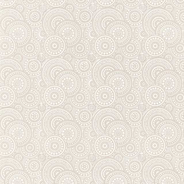 SADARI Oyster by Schumacher - Hand Screened Filigreed Circles Wallcovering in Neutral Tones
