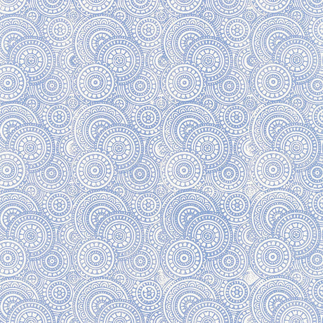 SADARI Delft by Schumacher - Hand Screen Block-Printed Circles Blue Wallpaper