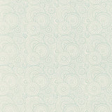 Sadari Water Blue block-printed wallcovering with filigreed overlapping circles by Schumacher