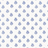 KALADERA Delft blue and white small-scale block-printed floral sprig wallpaper by Schumacher