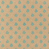 Kaladera turquoise block-printed floral sprig wallpaper by Schumacher