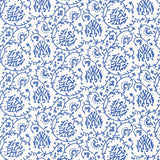 Sarana Vine Delft blue and white hand screen printed wallpaper by Schumacher, Jaipur Collection, SKU 5005271