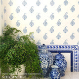 Kerala Paisley Water Blue by Schumacher Classic Paisley Wallpaper – Schumacher 5005282