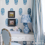 ASKANDRA FLOWER Delft by Schumacher Jaipur Collection Hand Screen Wallpaper – Schumacher 5005311