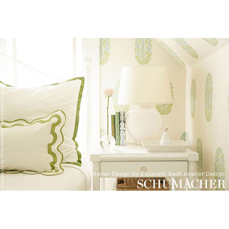 Askandra Flower Pear & Water Blue by Schumacher Simply Charming Collection Wallpaper – Schumacher 5005312