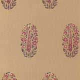 ASKANDRA FLOWER wallpaper in Aubergine & Cerise, a hand screen printed paisley floral pattern from Schumacher's Jaipur collection.