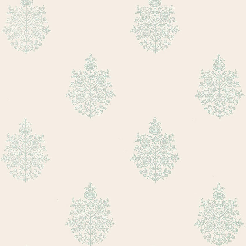Asara Flower Water Blue traditional floral wallpaper by Schumacher