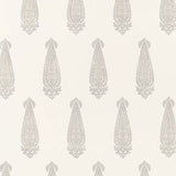 Katara Paisley wallpaper in Oyster by Schumacher, featuring a classic elongated paisley motif with lace-like detail.