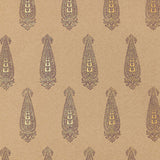 Katara Paisley wallpaper in Aubergine & Gilt by Schumacher, classic elongated paisley motif, hand screen printed, Jaipur collection.