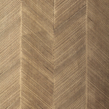 Chevron Texture wallcovering in Sable with raised diagonal stripes and metallic luster by Schumacher.