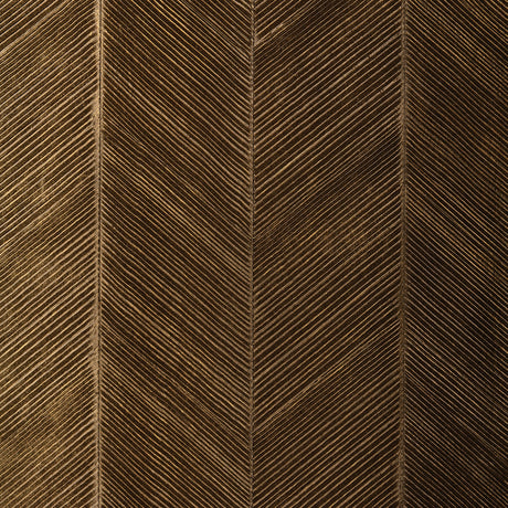 Chevron Texture wallcovering in Burnished Bronze with raised diagonal stripes and metallic luster.