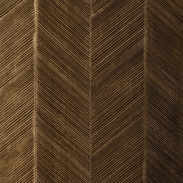 Chevron Texture wallcovering in Burnished Bronze with raised diagonal stripes and metallic luster.